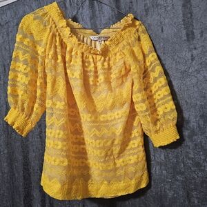 Trina Turk Off Shoulder Golden Yellow Top